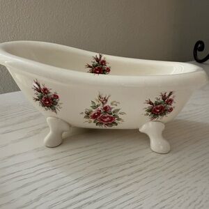 Athena Roses Ceramic Clawfoot Bathtub Soap Dish or Accessory, Vintage/Cottage